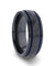 ZION Black Titanium Diagonal Pattern Wedding Ring Blue Milgrain Grooves – 8mm